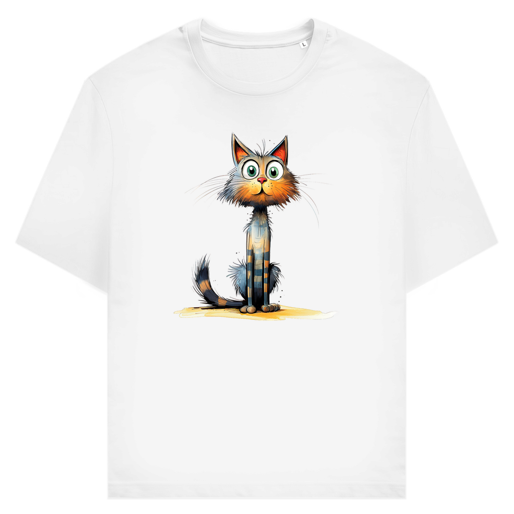 Unisex T-Shirt - Lustige Cartoon Katze Lady Schnurri – CrazyToon Prints
