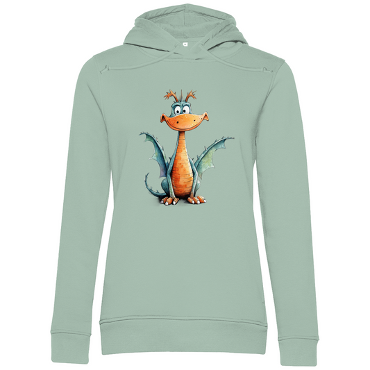 Damen Premium Bio Hoodie Drache Flammi