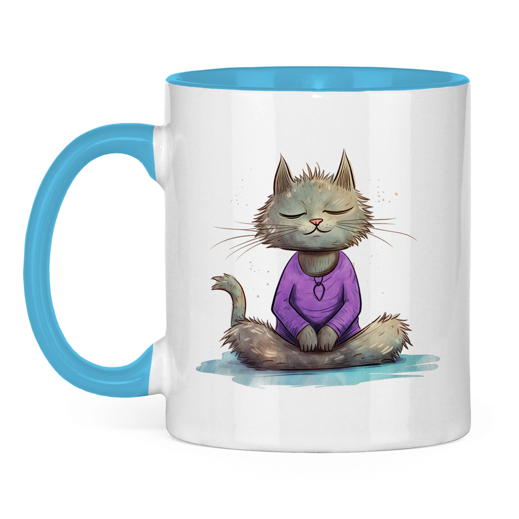 Tasse zweifarbig - Katze Yoga