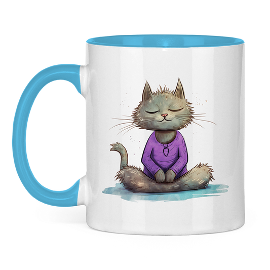 Tasse zweifarbig - Katze Yoga
