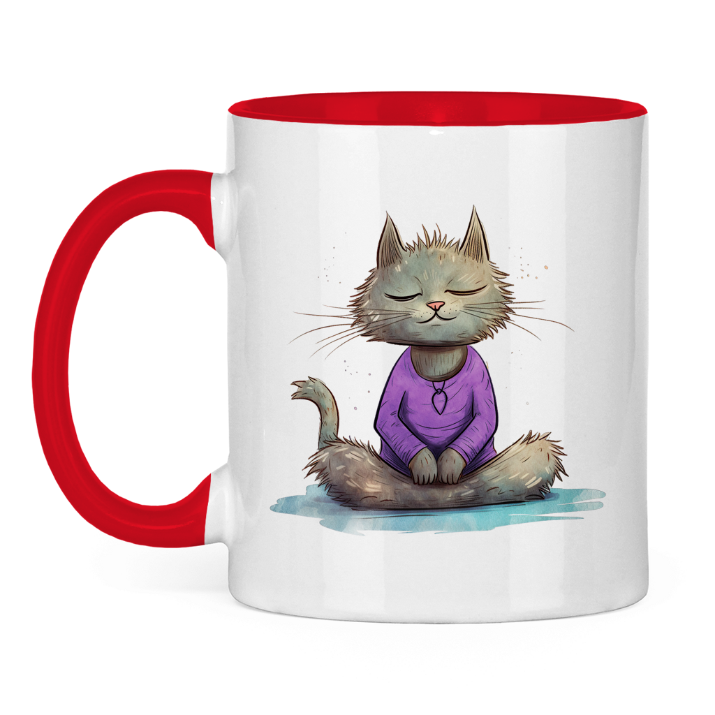 Tasse zweifarbig - Katze Yoga