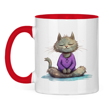 Tasse zweifarbig - Katze Yoga