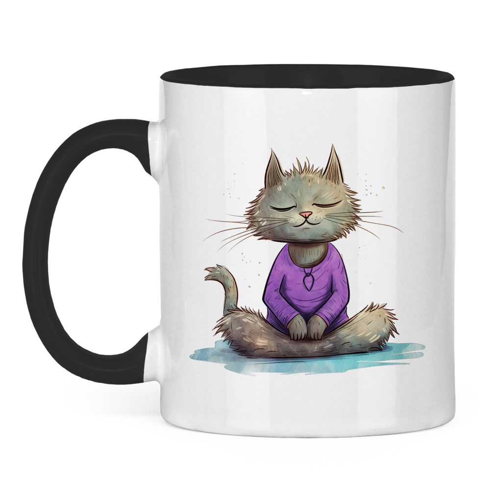 Tasse zweifarbig - Katze Yoga