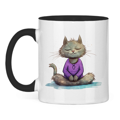 Tasse zweifarbig - Katze Yoga