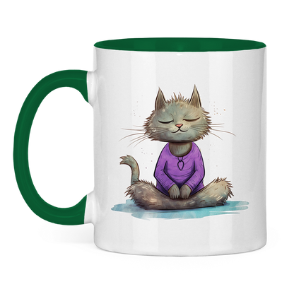 Tasse zweifarbig - Katze Yoga
