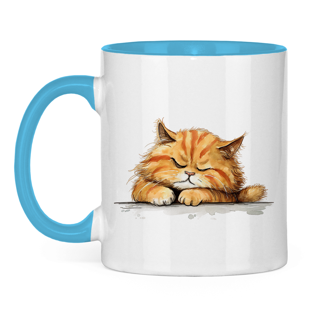 Tasse zweifarbig - Katze Sleepy