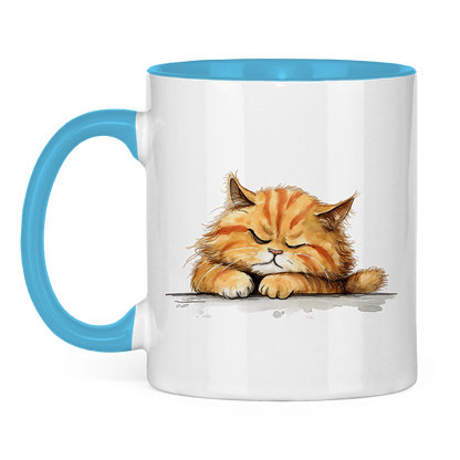 Tasse zweifarbig - Katze Sleepy