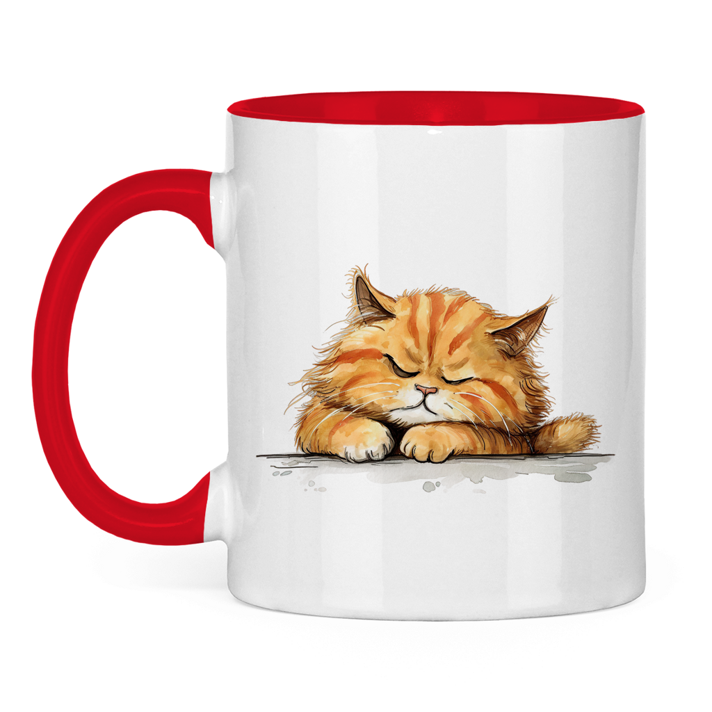 Tasse zweifarbig - Katze Sleepy