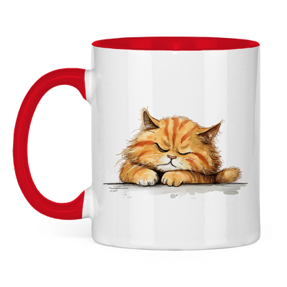 Tasse zweifarbig - Katze Sleepy