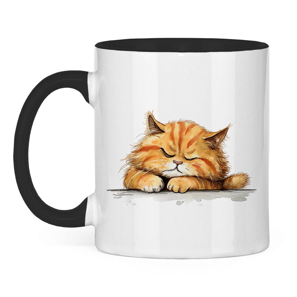 Tasse zweifarbig - Katze Sleepy