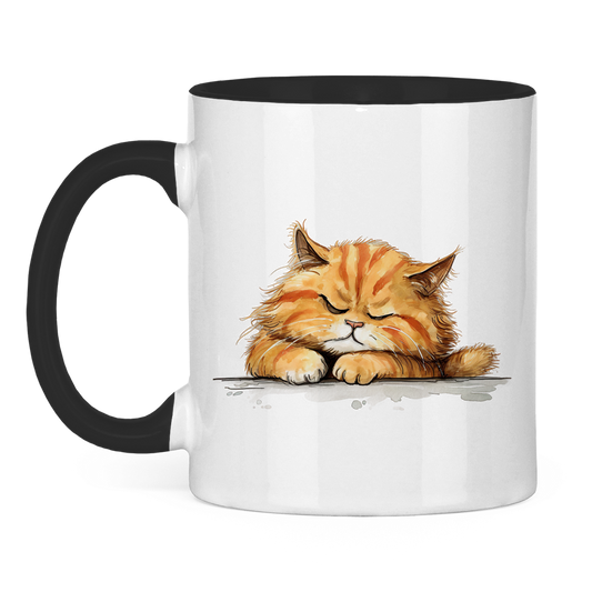 Tasse zweifarbig - Katze Sleepy