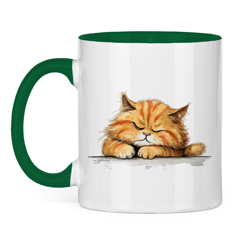 Tasse zweifarbig - Katze Sleepy