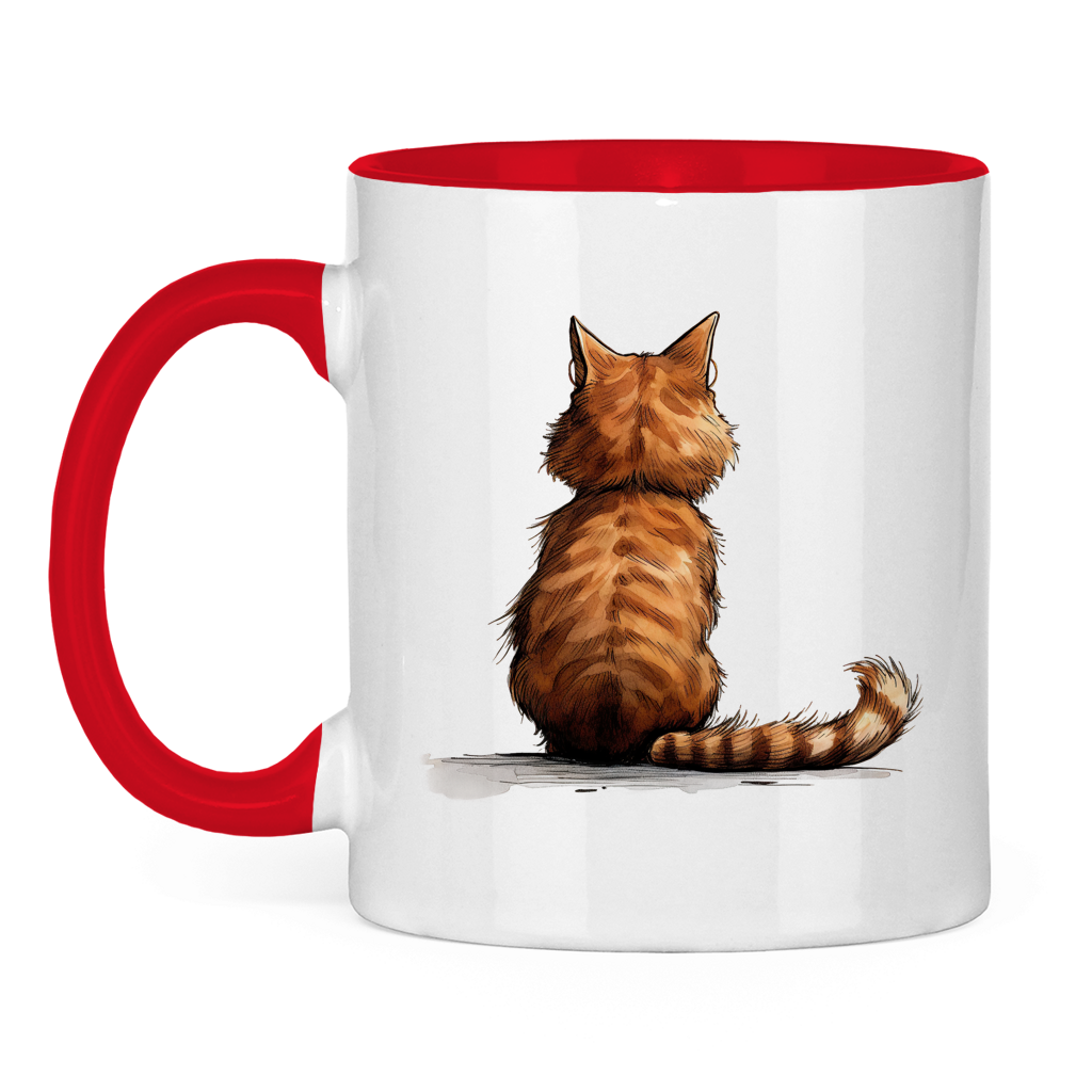 Tasse zweifarbig - Kater Nachdenklich