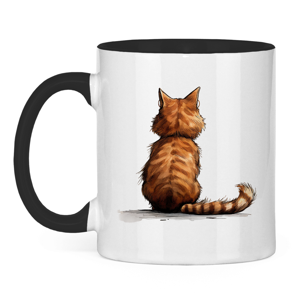 Tasse zweifarbig - Kater Nachdenklich